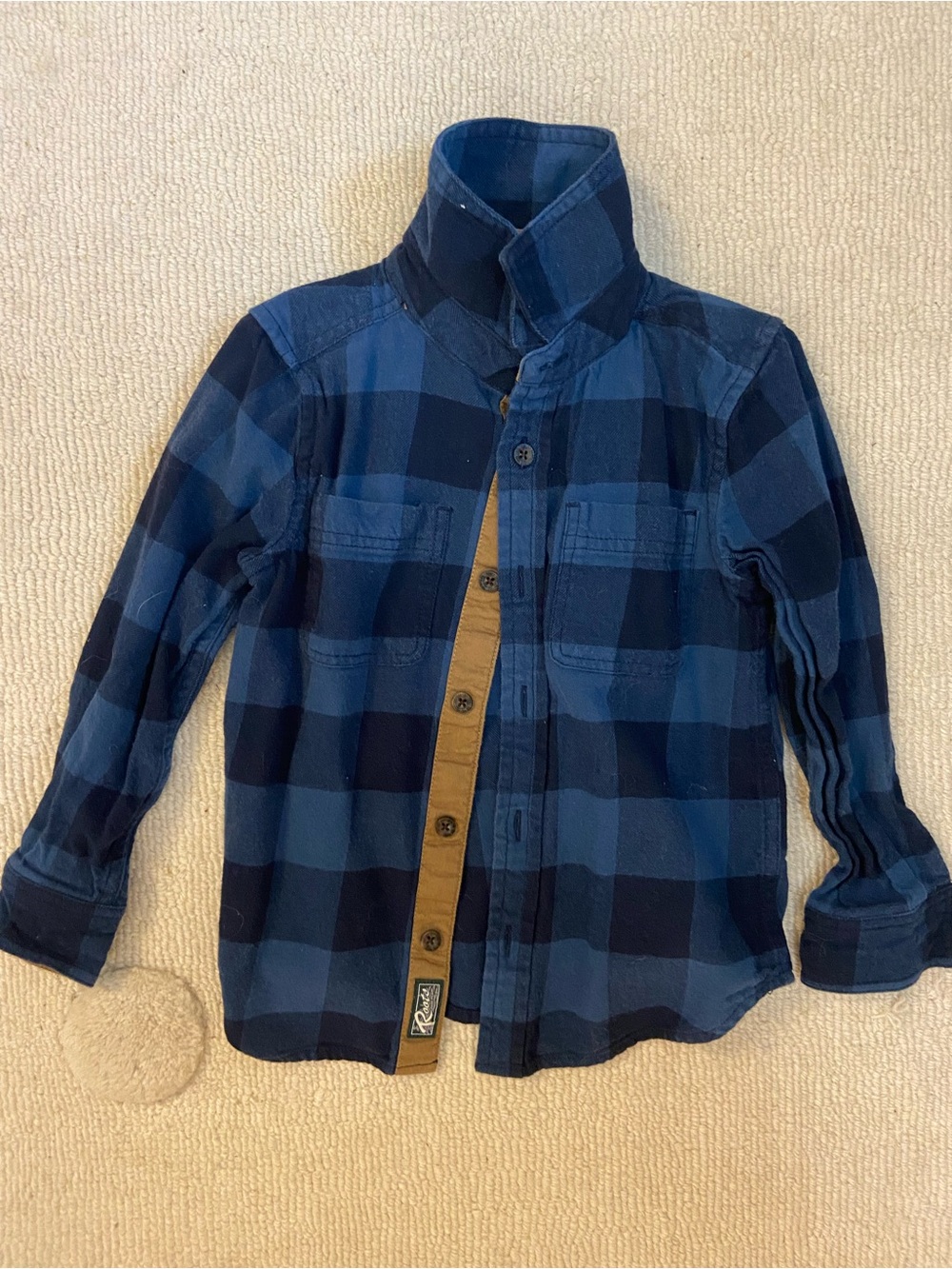 Roots Blue and Tan Plaid Shirt